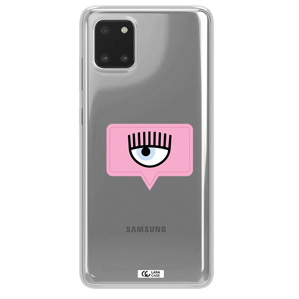 A Pink Chat Bubble With Eye And Eyelashes Samsung A81 Clear Tpu Case