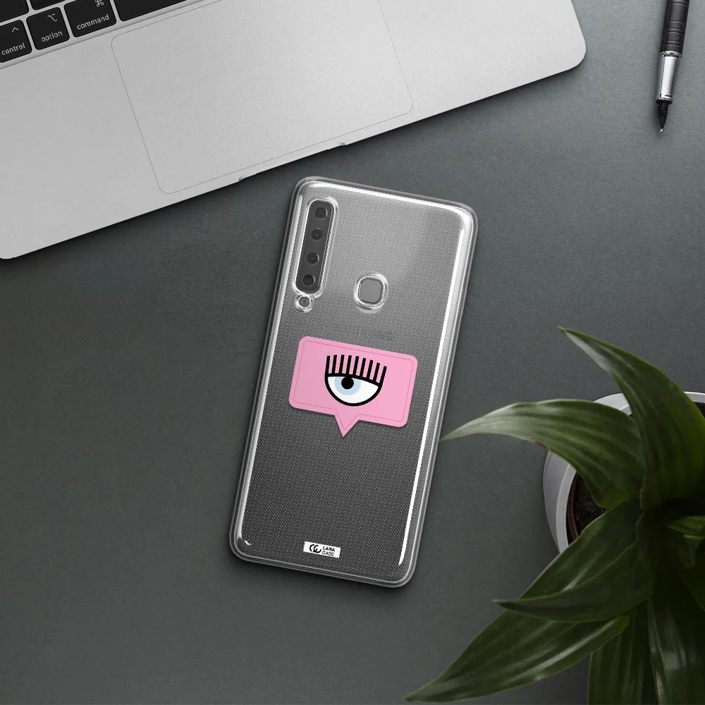A Pink Chat Bubble With Eye And Eyelashes Samsung A9 2018 Clear Tpu Case
