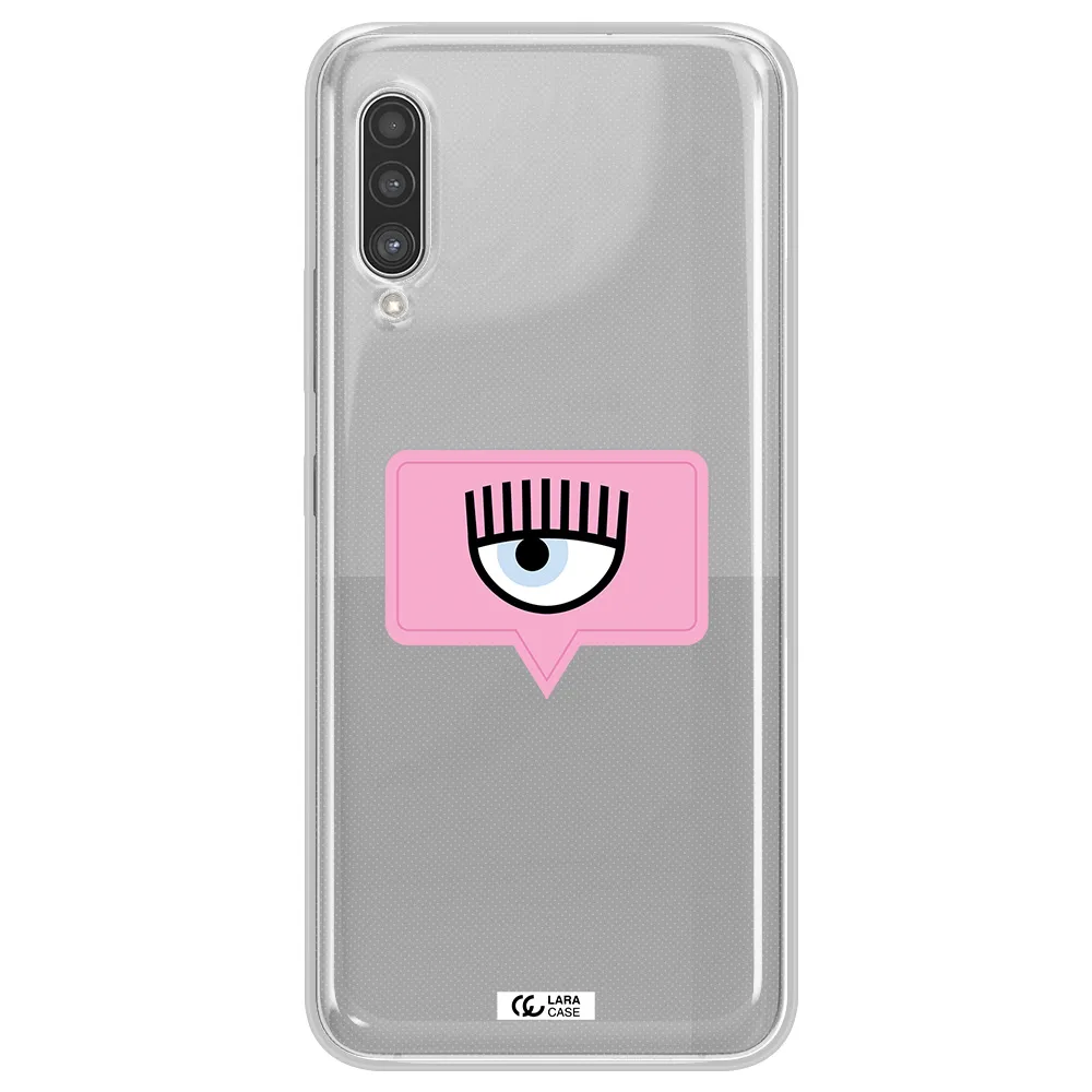 A Pink Chat Bubble With Eye And Eyelashes Samsung A90 Clear Tpu Case