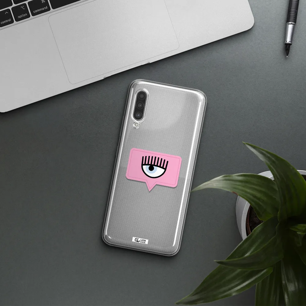 A Pink Chat Bubble With Eye And Eyelashes Samsung A90 Clear Tpu Case