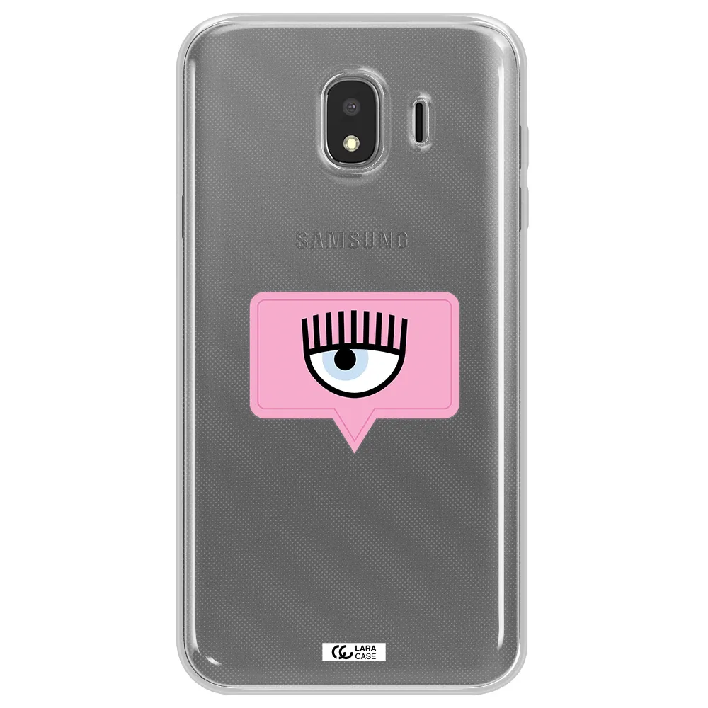 A Pink Chat Bubble With Eye And Eyelashes Samsung J4 Clear Tpu Case