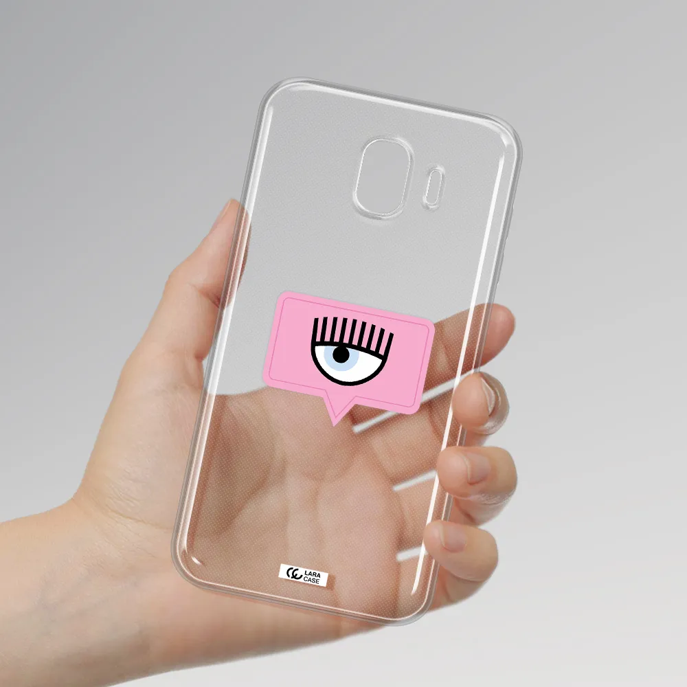 A Pink Chat Bubble With Eye And Eyelashes Samsung J4 Clear Tpu Case