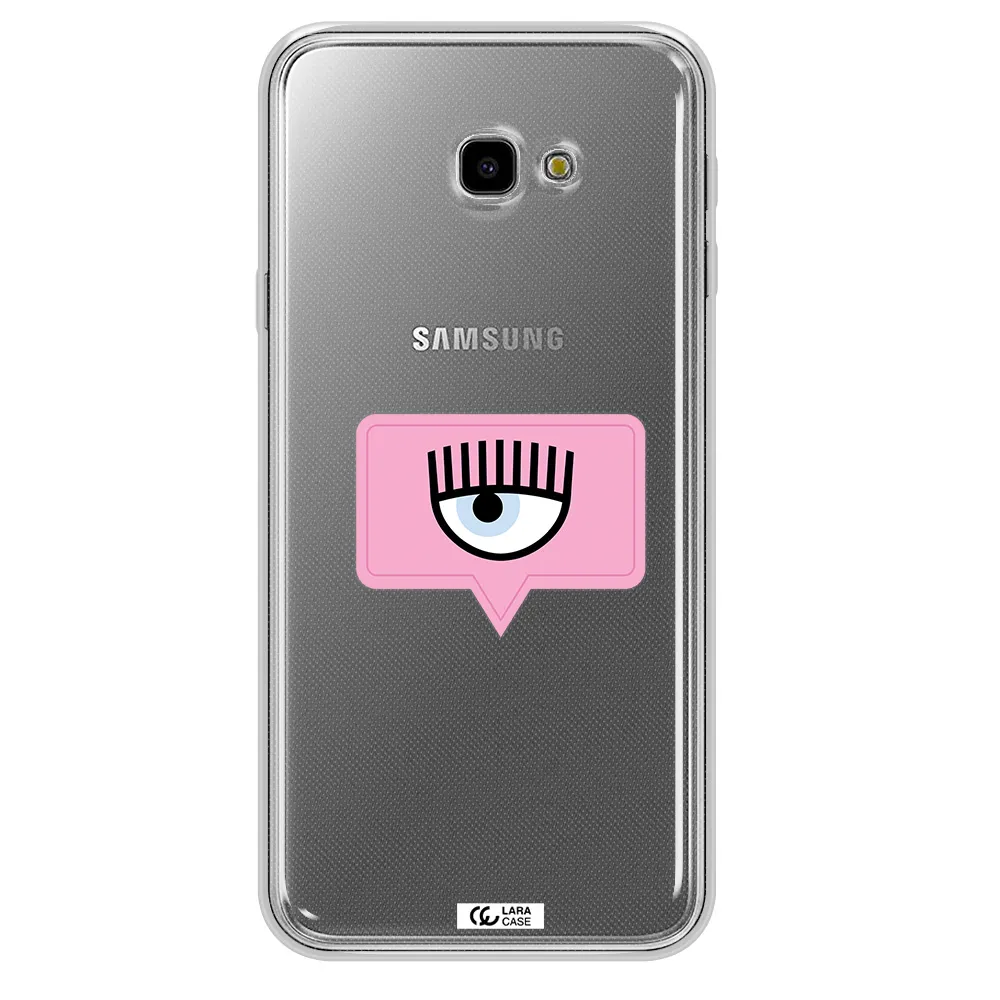 A Pink Chat Bubble With Eye And Eyelashes Samsung J4 Plus Clear Tpu Case