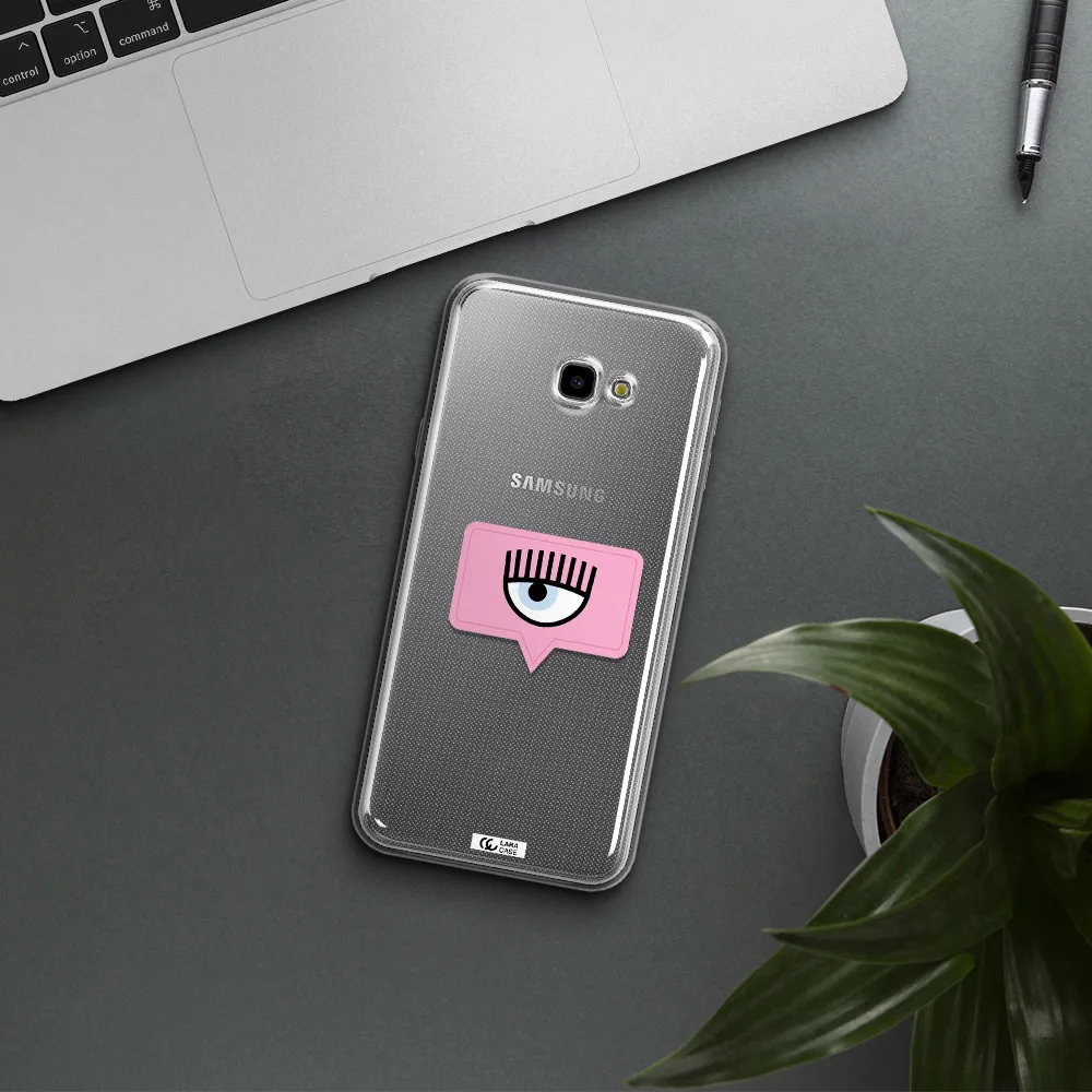 A Pink Chat Bubble With Eye And Eyelashes Samsung J4 Plus Clear Tpu Case