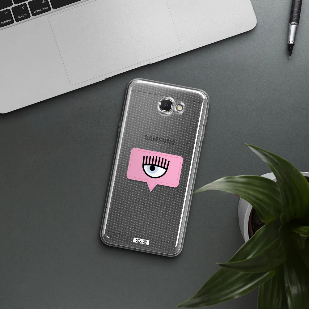 A Pink Chat Bubble With Eye And Eyelashes Samsung J5 Prime Clear Tpu Case