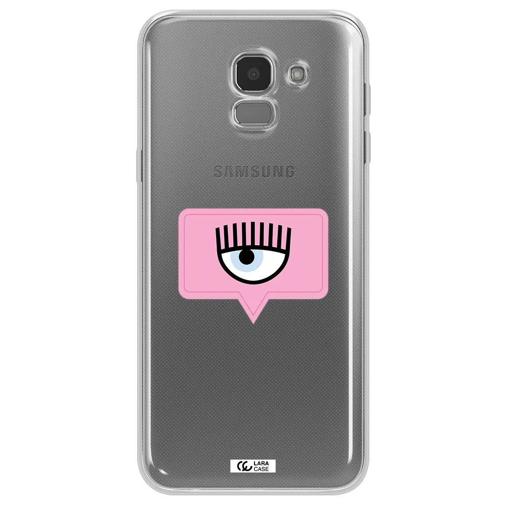 A Pink Chat Bubble With Eye And Eyelashes Samsung J6 Clear Tpu Case