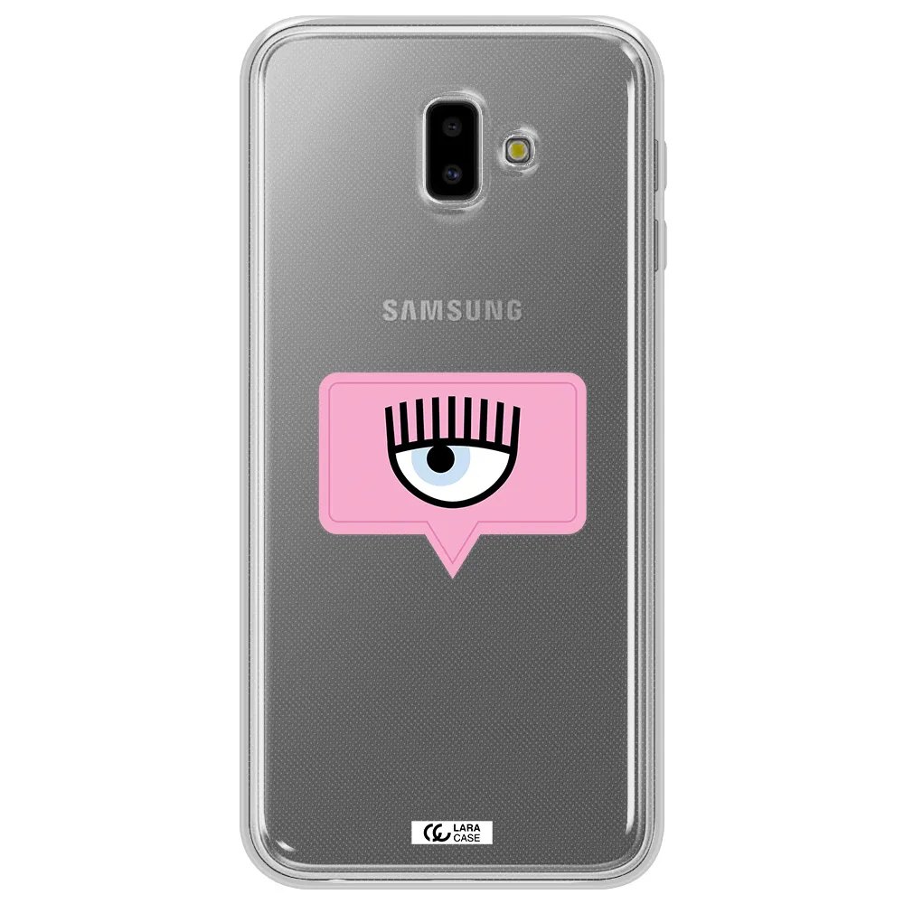 A Pink Chat Bubble With Eye And Eyelashes Samsung J6 Plus Clear Tpu Case