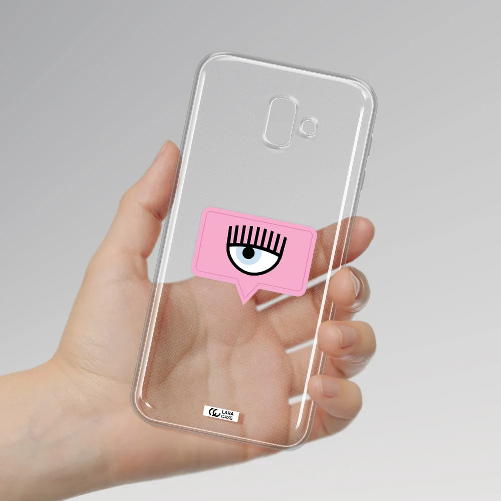 A Pink Chat Bubble With Eye And Eyelashes Samsung J6 Plus Clear Tpu Case