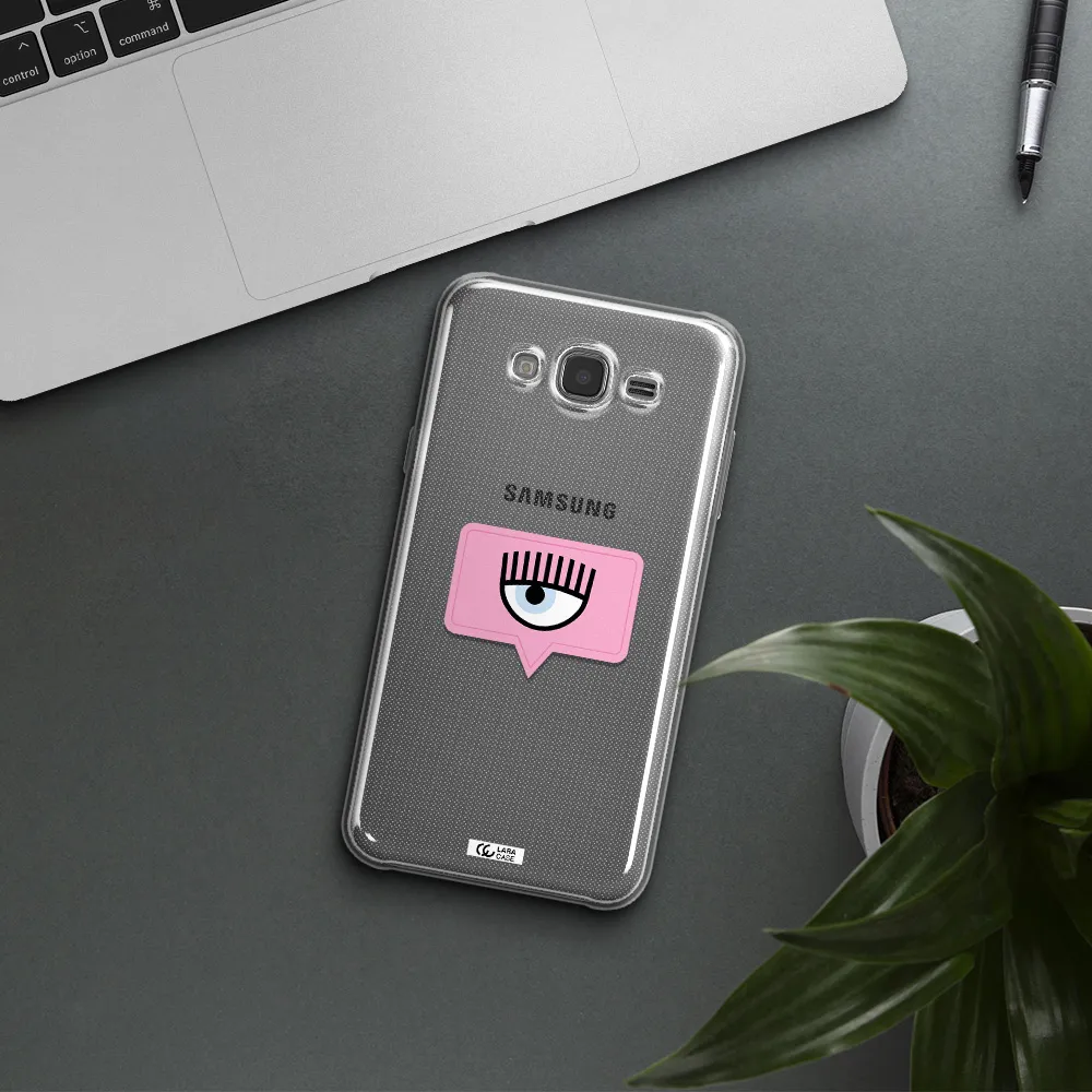 A Pink Chat Bubble With Eye And Eyelashes Samsung J7 2015 Clear Tpu Case