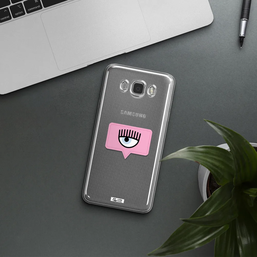A Pink Chat Bubble With Eye And Eyelashes Samsung J7 2016 Clear Tpu Case