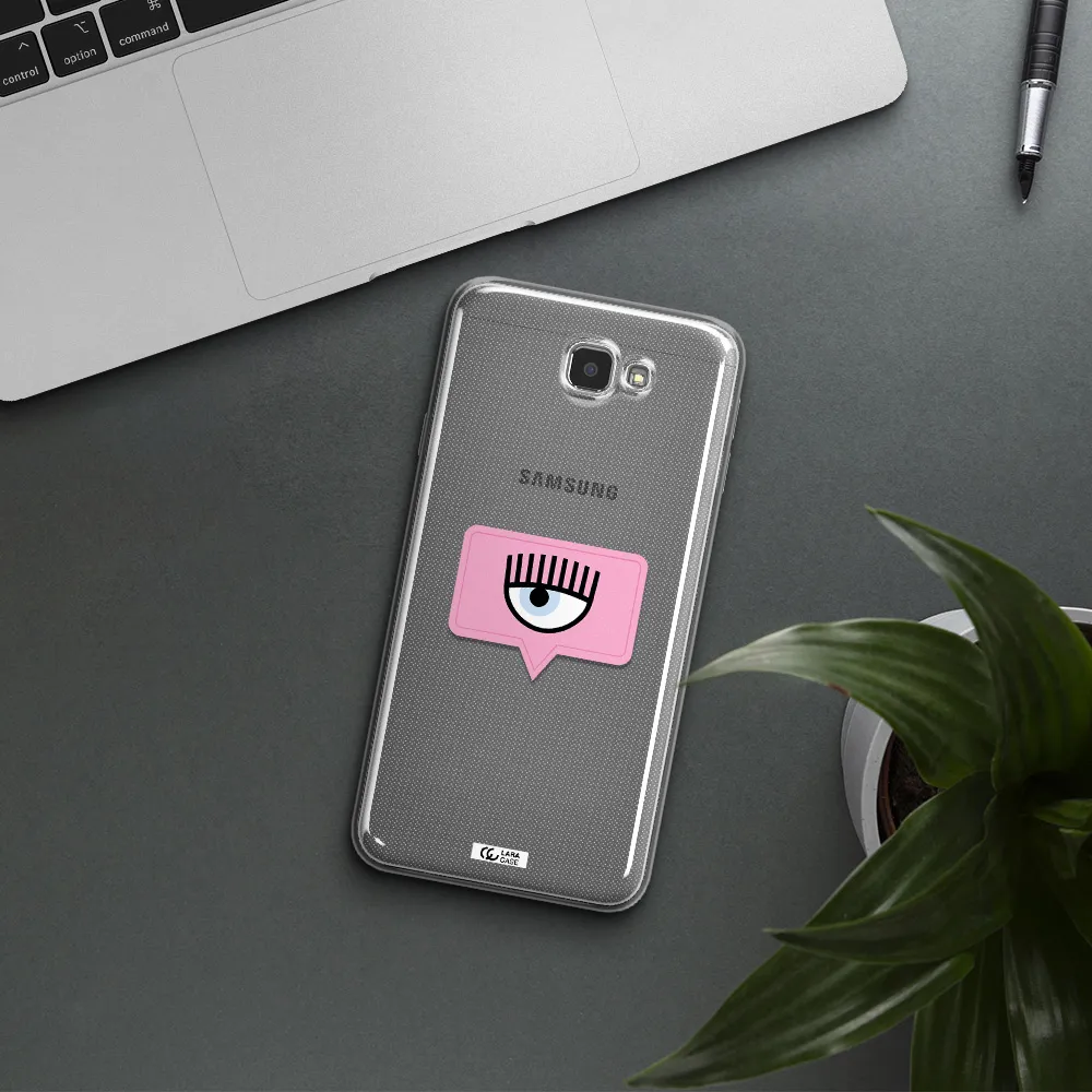 A Pink Chat Bubble With Eye And Eyelashes Samsung J7 Prim Clear Tpu Case