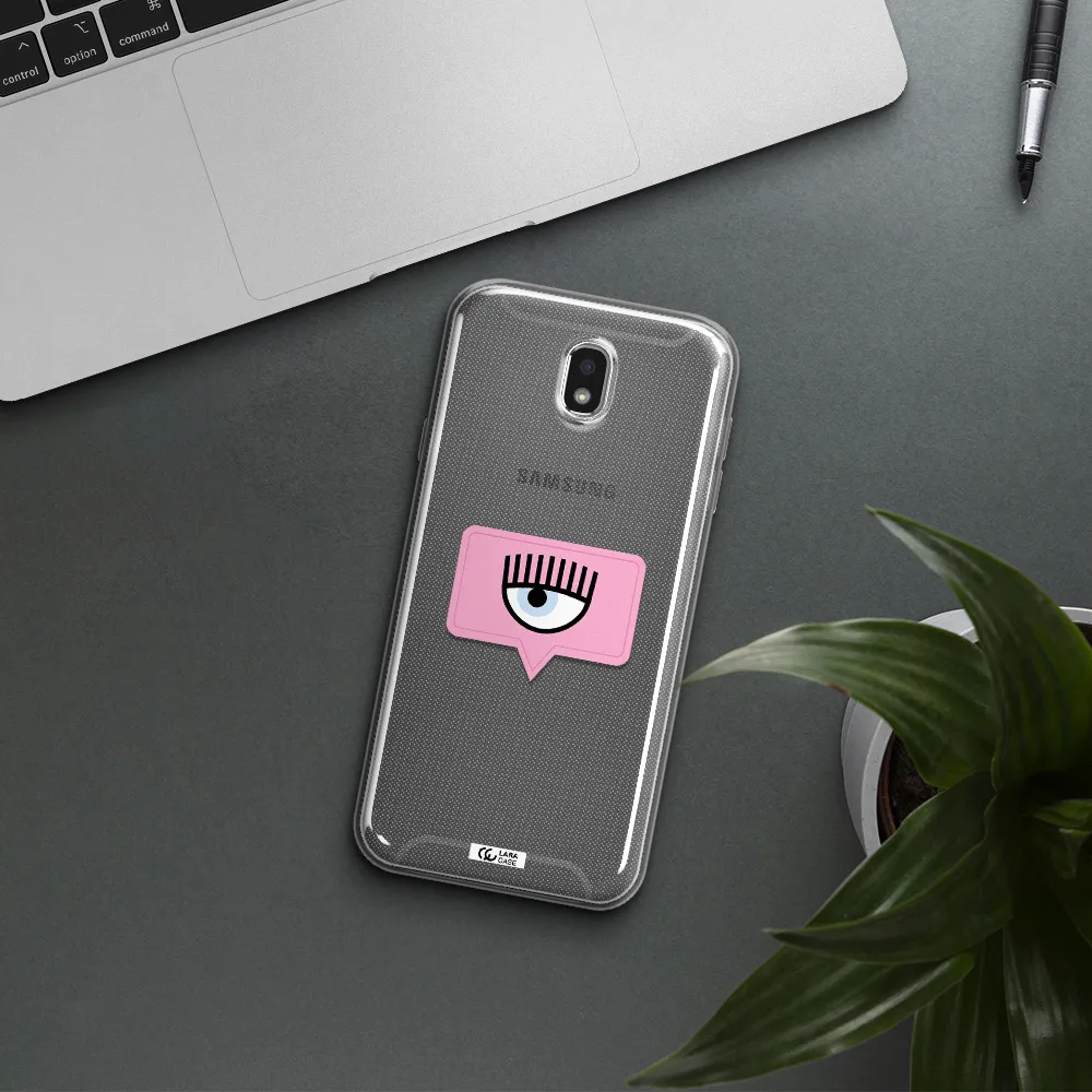 A Pink Chat Bubble With Eye And Eyelashes Samsung J7 Pro Clear Tpu Case