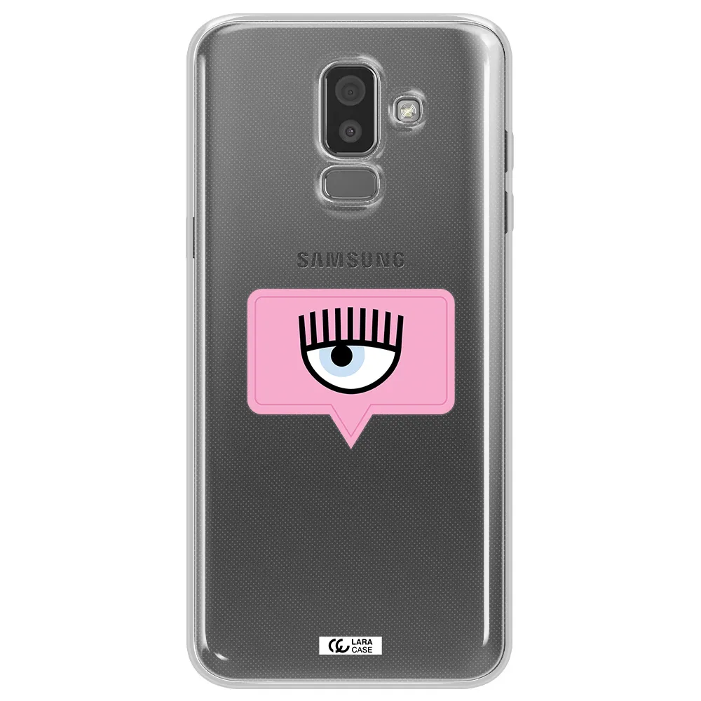 A Pink Chat Bubble With Eye And Eyelashes Samsung J8 Clear Tpu Case