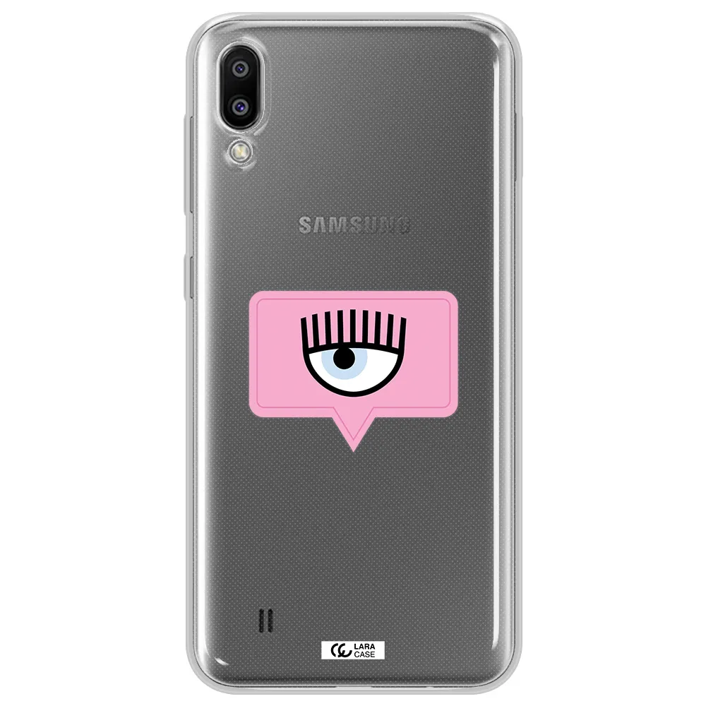 A Pink Chat Bubble With Eye And Eyelashes Samsung M10 Clear Tpu Case