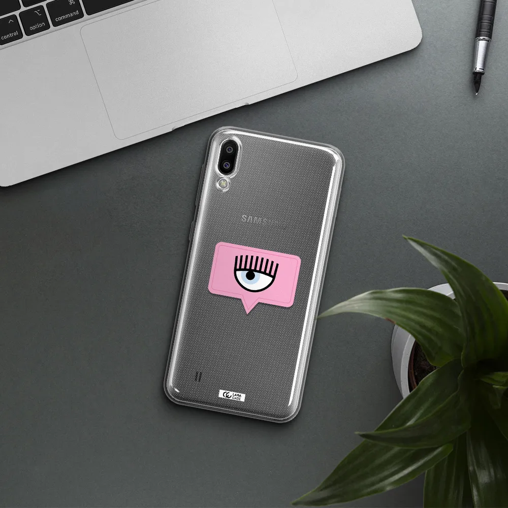 A Pink Chat Bubble With Eye And Eyelashes Samsung M10 Clear Tpu Case