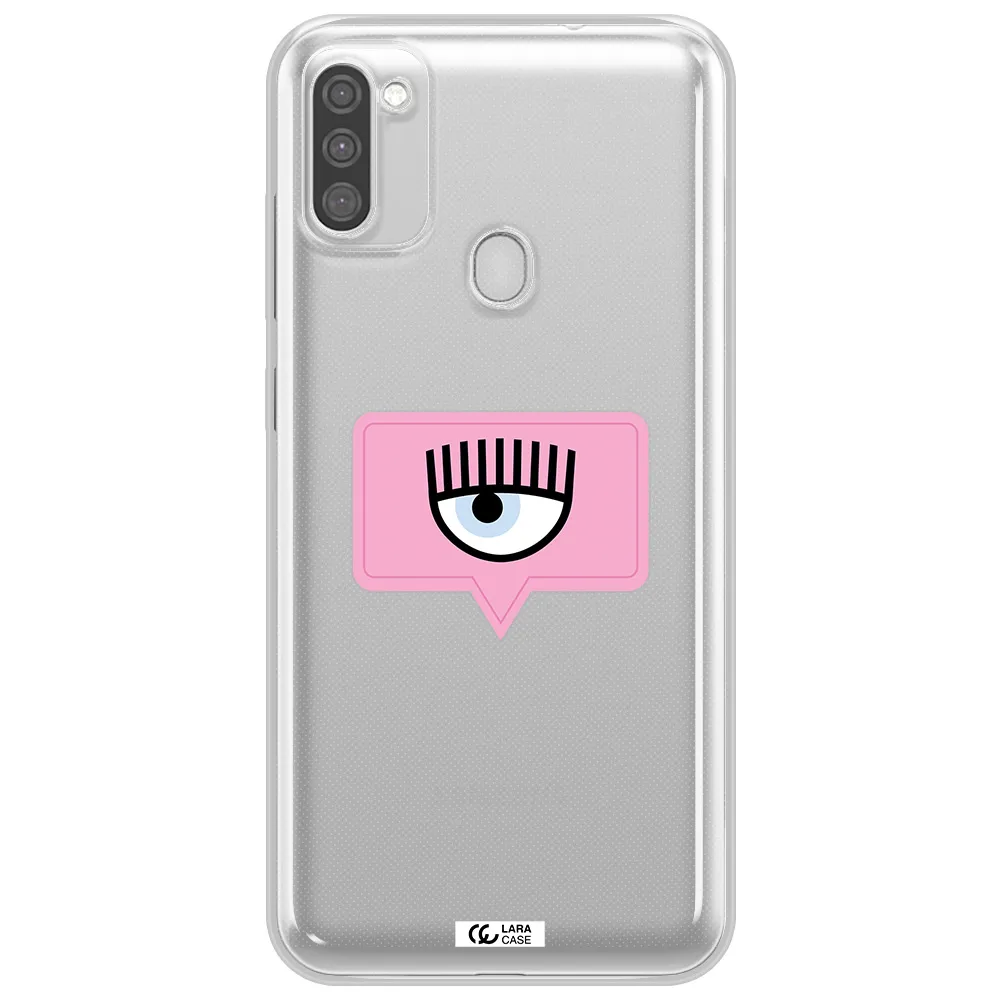 A Pink Chat Bubble With Eye And Eyelashes Samsung M11 Clear Tpu Case