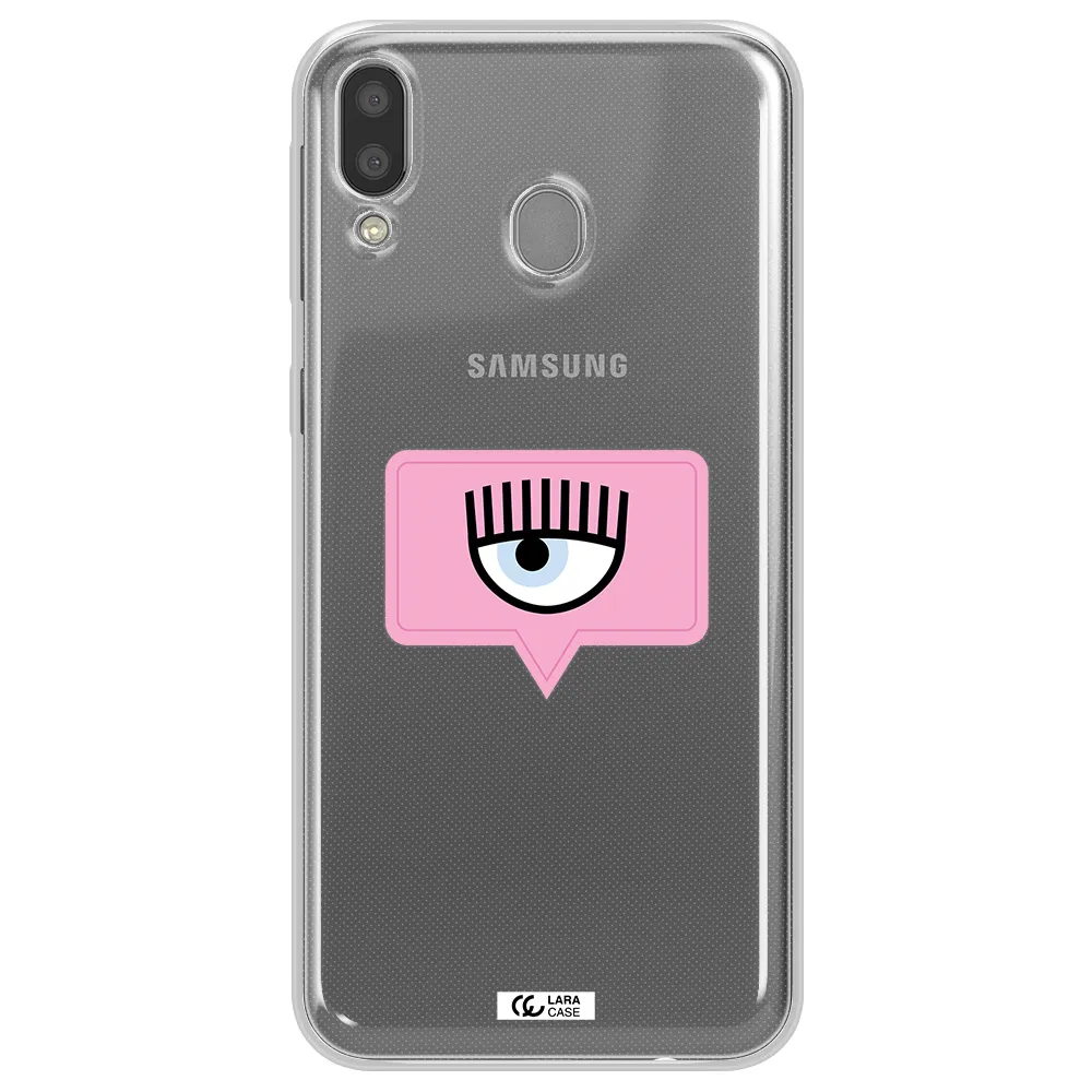 A Pink Chat Bubble With Eye And Eyelashes Samsung M20 Clear Tpu Case