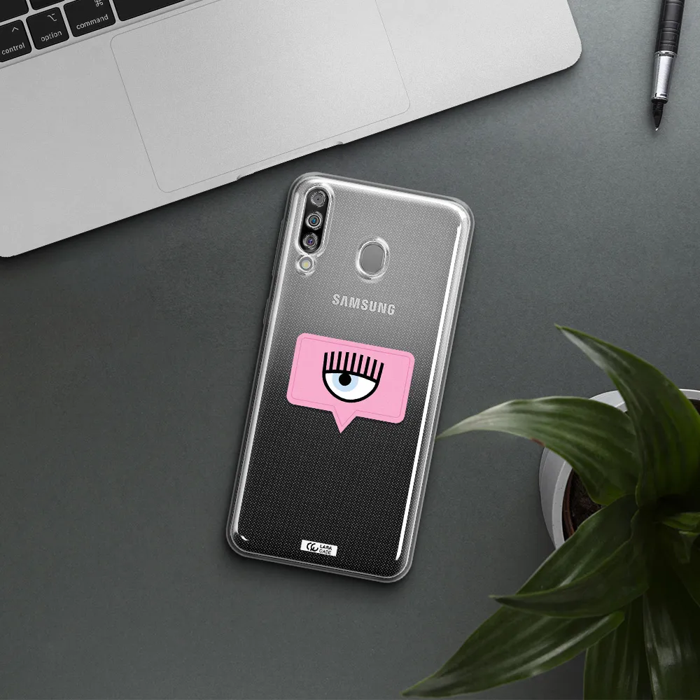 A Pink Chat Bubble With Eye And Eyelashes Samsung M30 Clear Tpu Case