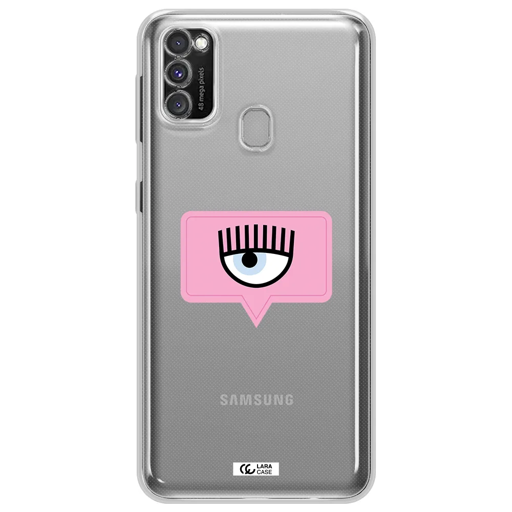 A Pink Chat Bubble With Eye And Eyelashes Samsung M30S Clear Tpu Case