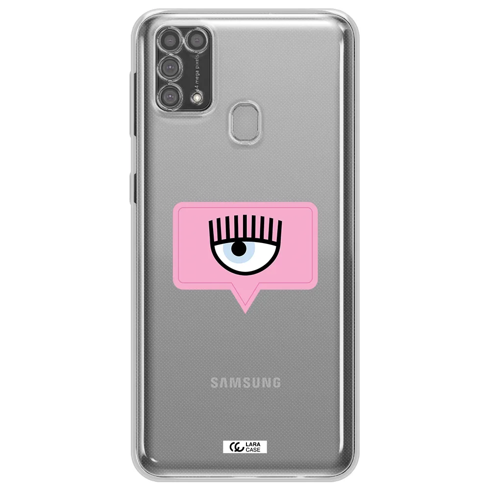 A Pink Chat Bubble With Eye And Eyelashes Samsung M31 Clear Tpu Case