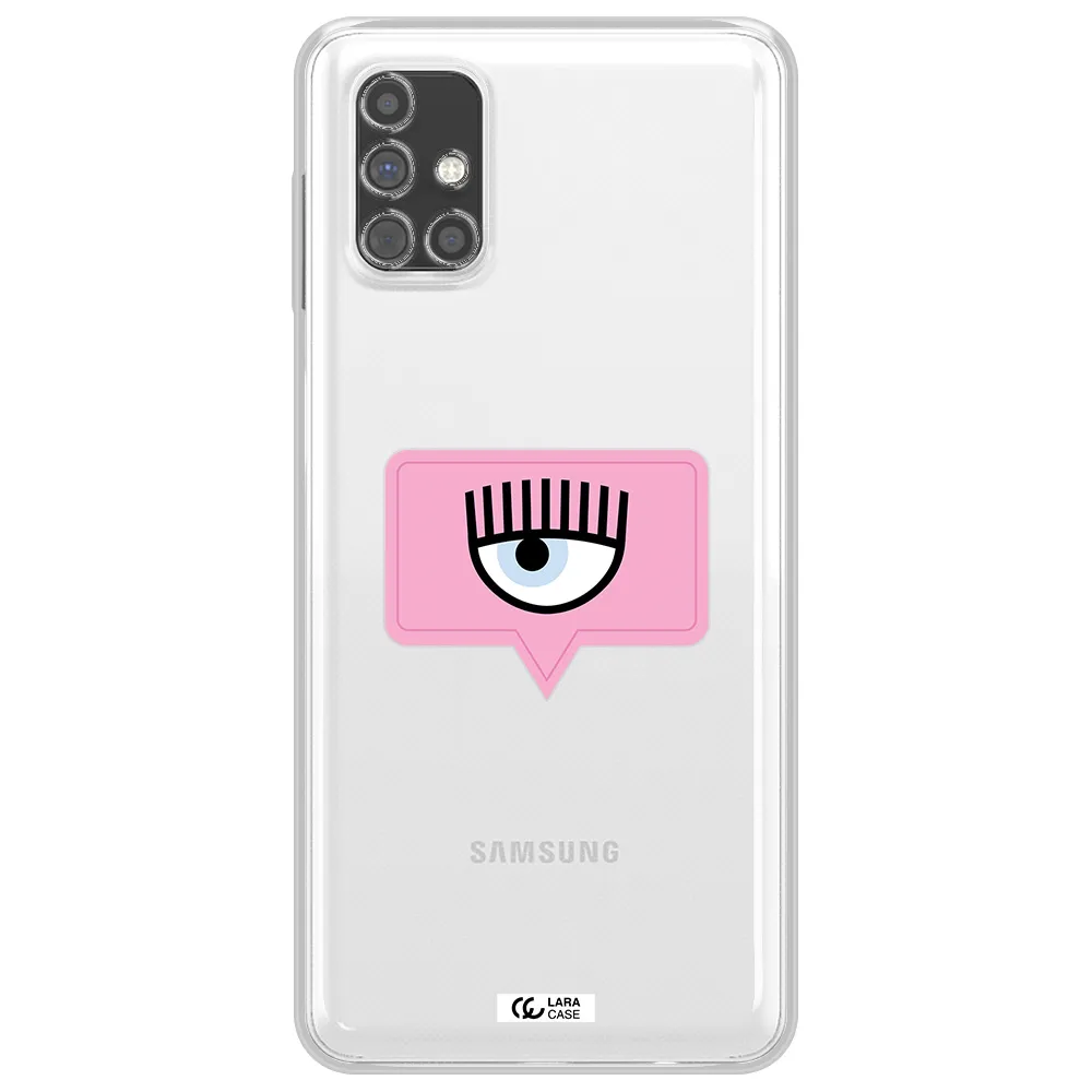A Pink Chat Bubble With Eye And Eyelashes Samsung M31S Clear Tpu Case