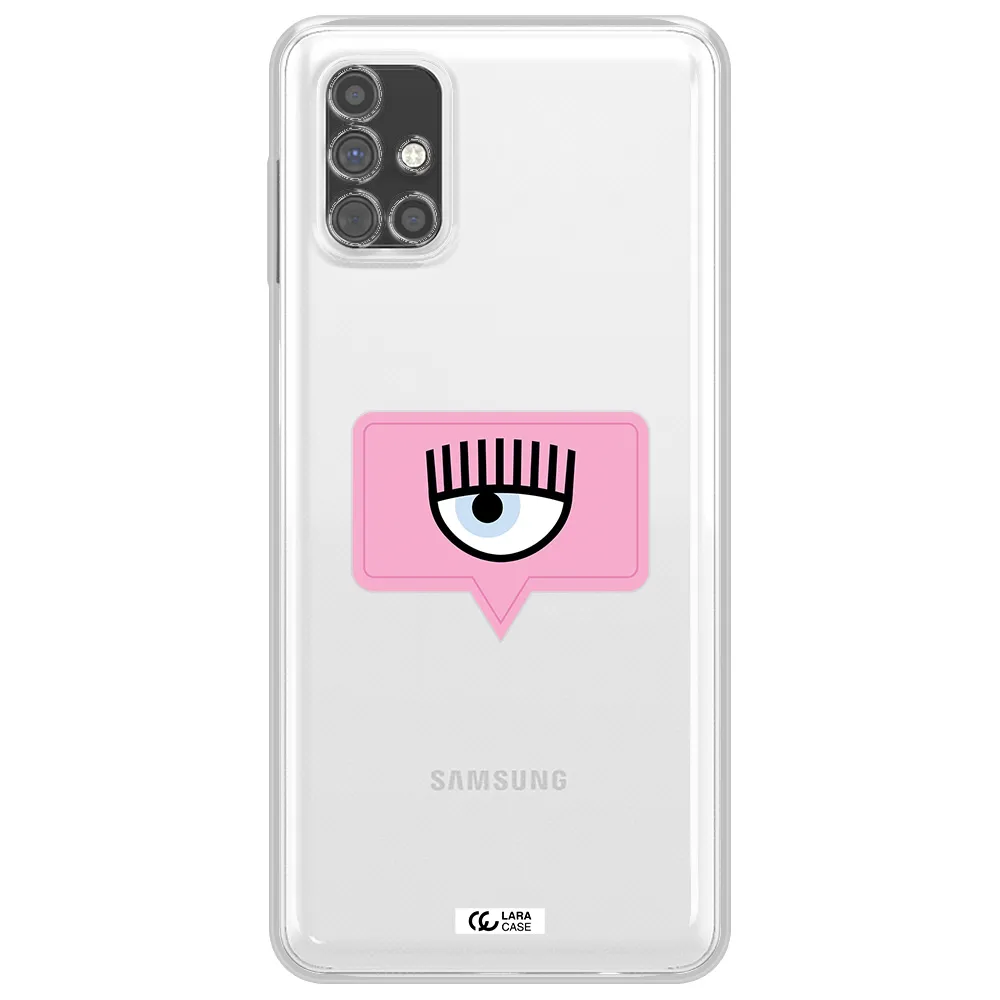 A Pink Chat Bubble With Eye And Eyelashes Samsung M51 Clear Tpu Case