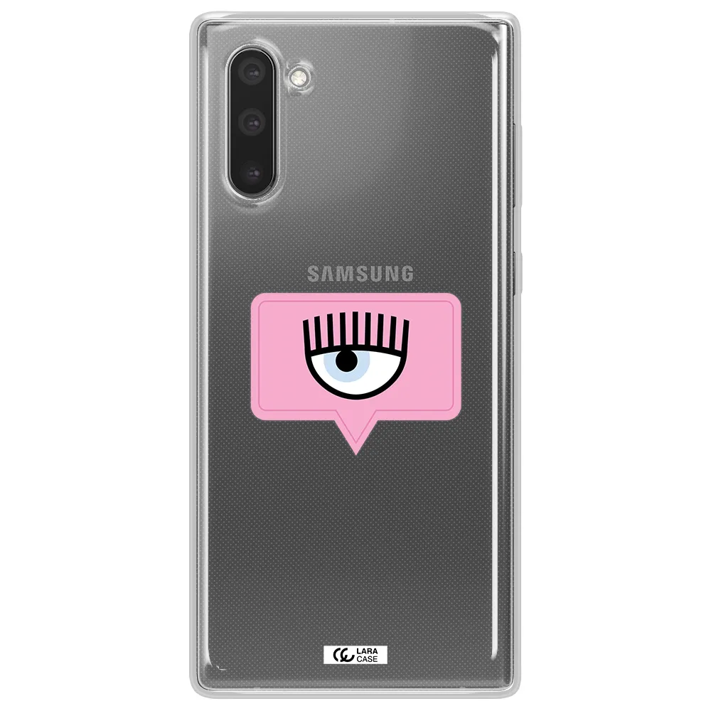 A Pink Chat Bubble With Eye And Eyelashes Samsung Note 10 Clear Tpu Case