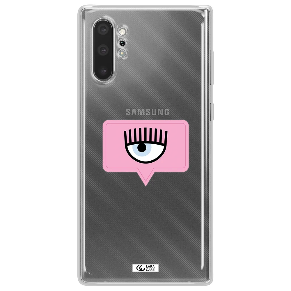 A Pink Chat Bubble With Eye And Eyelashes Samsung Note 10 Plus Clear Tpu Case