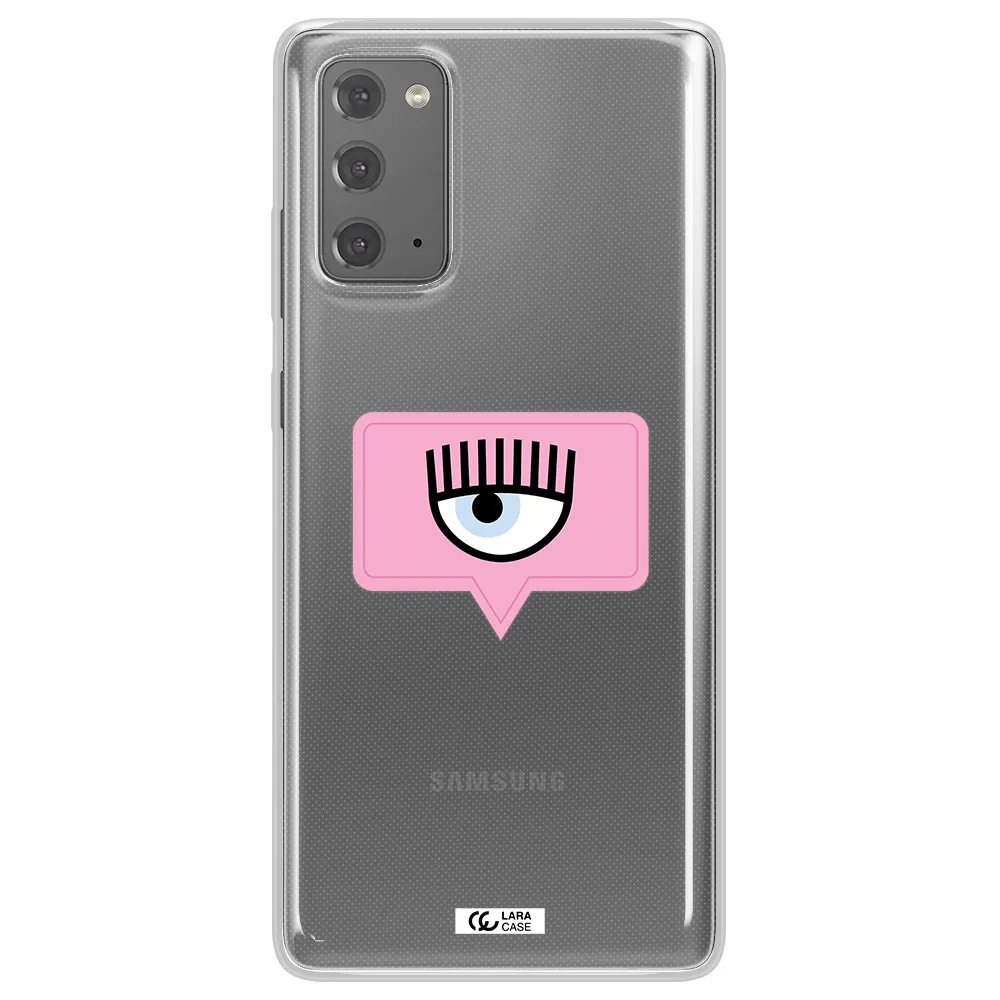 A Pink Chat Bubble With Eye And Eyelashes Samsung Note 20 Clear Tpu Case