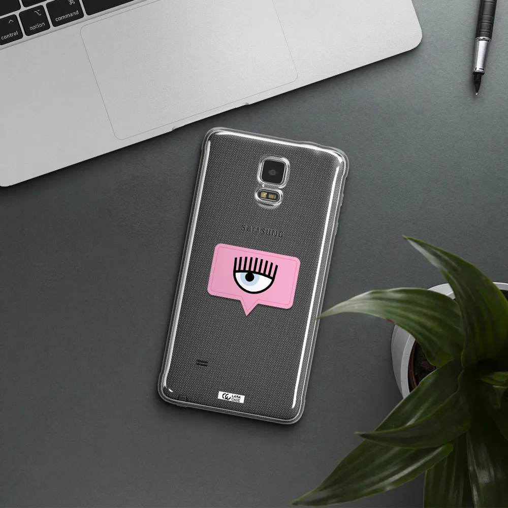 A Pink Chat Bubble With Eye And Eyelashes Samsung Note 4 Clear Tpu Case