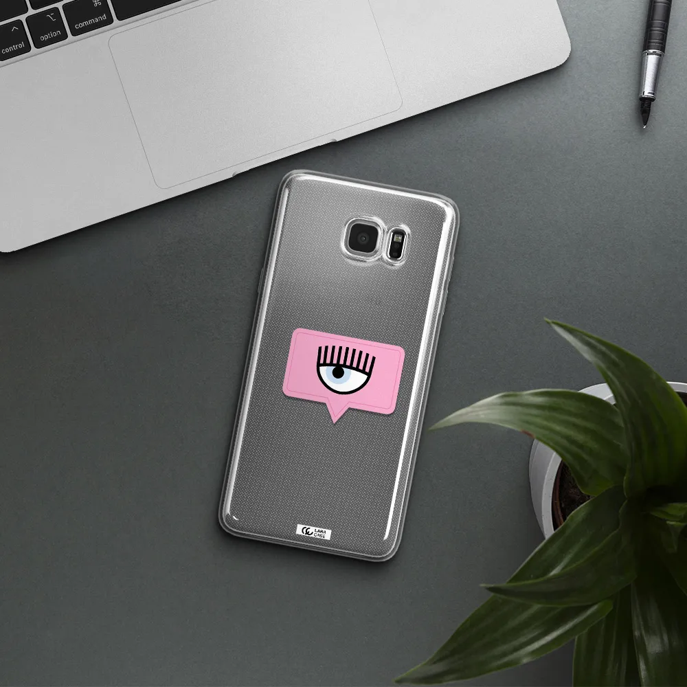 A Pink Chat Bubble With Eye And Eyelashes Samsung Note 5 Clear Tpu Case