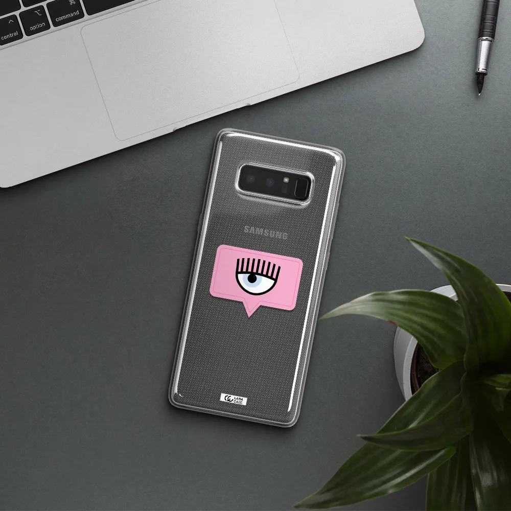 A Pink Chat Bubble With Eye And Eyelashes Samsung Note 8 Clear Tpu Case