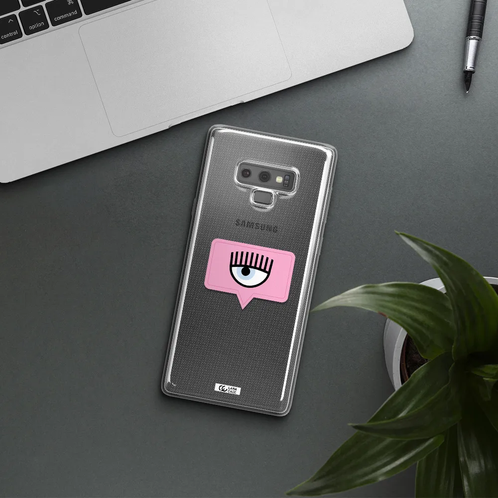 A Pink Chat Bubble With Eye And Eyelashes Samsung Note 9 Clear Tpu Case