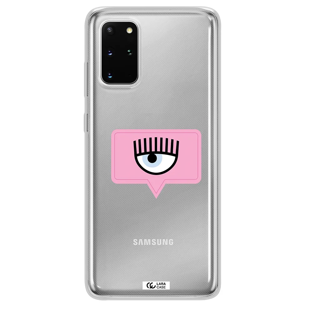 A Pink Chat Bubble With Eye And Eyelashes Samsung S 20 Plus Clear Tpu Case