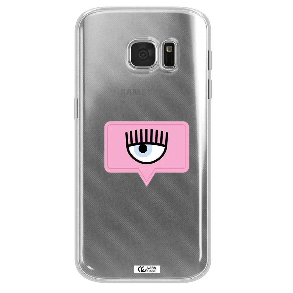 A Pink Chat Bubble With Eye And Eyelashes Samsung S 7 Clear Tpu Case