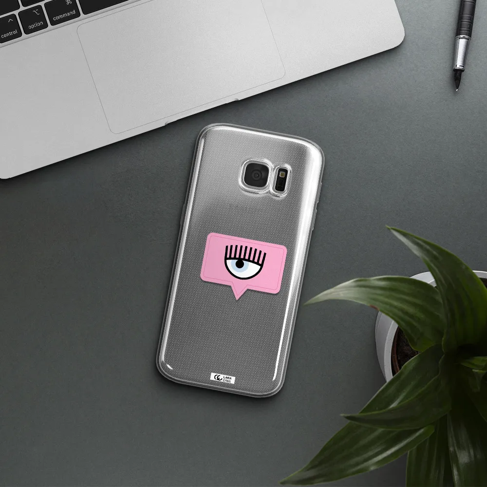 A Pink Chat Bubble With Eye And Eyelashes Samsung S 7 Clear Tpu Case