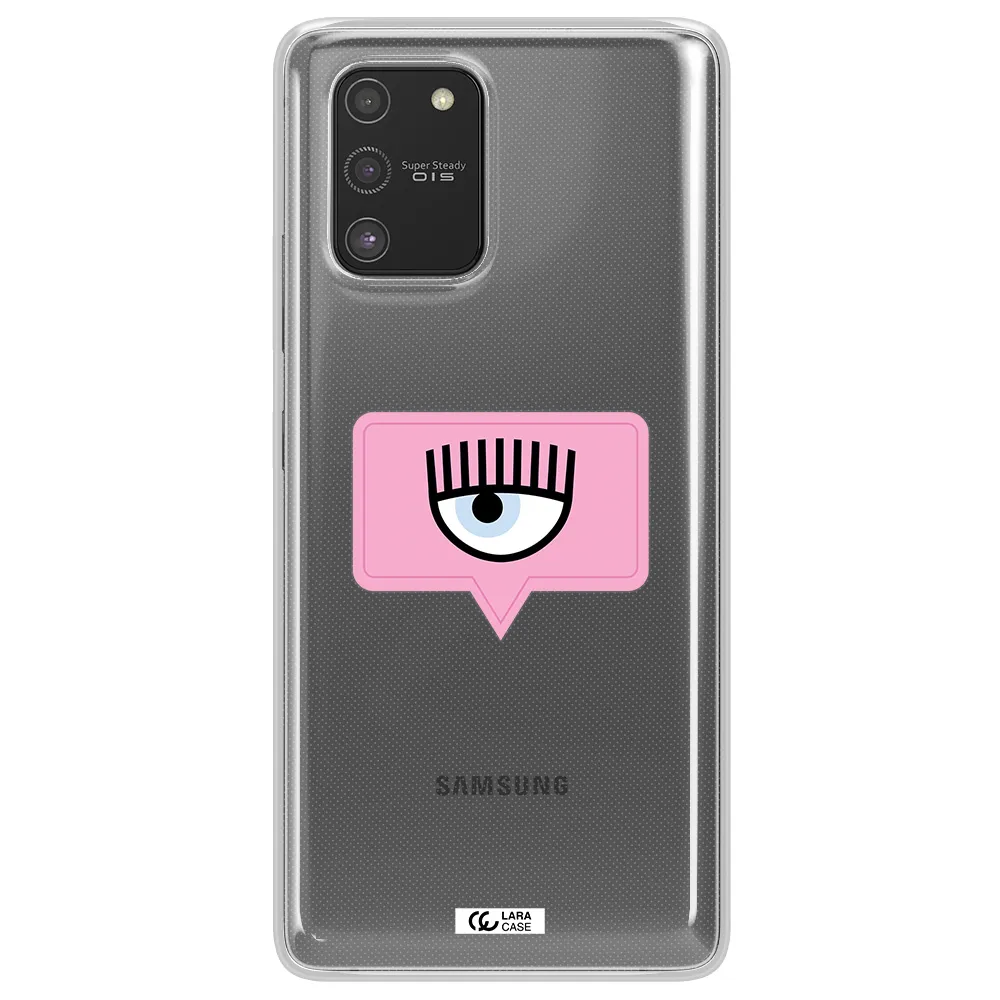 A Pink Chat Bubble With Eye And Eyelashes Samsung S10 Lite Clear Tpu Case