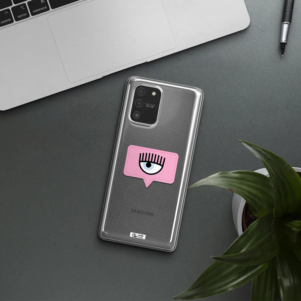 A Pink Chat Bubble With Eye And Eyelashes Samsung S10 Lite Clear Tpu Case