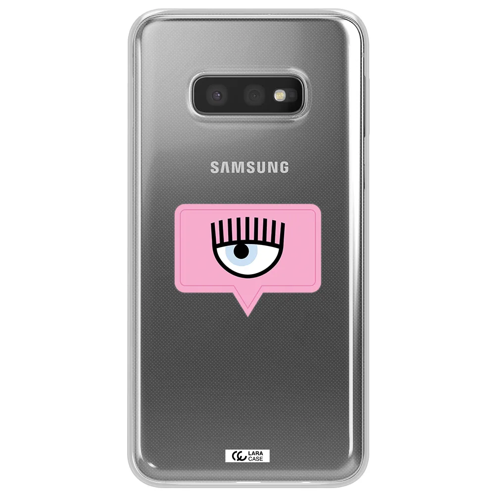 A Pink Chat Bubble With Eye And Eyelashes Samsung S10E Clear Tpu Case