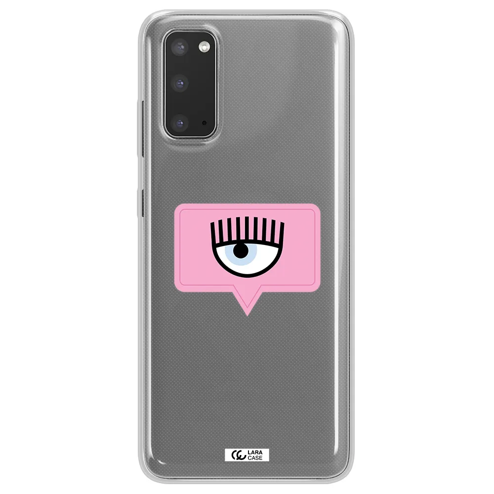 A Pink Chat Bubble With Eye And Eyelashes Samsung S20 Clear Tpu Case