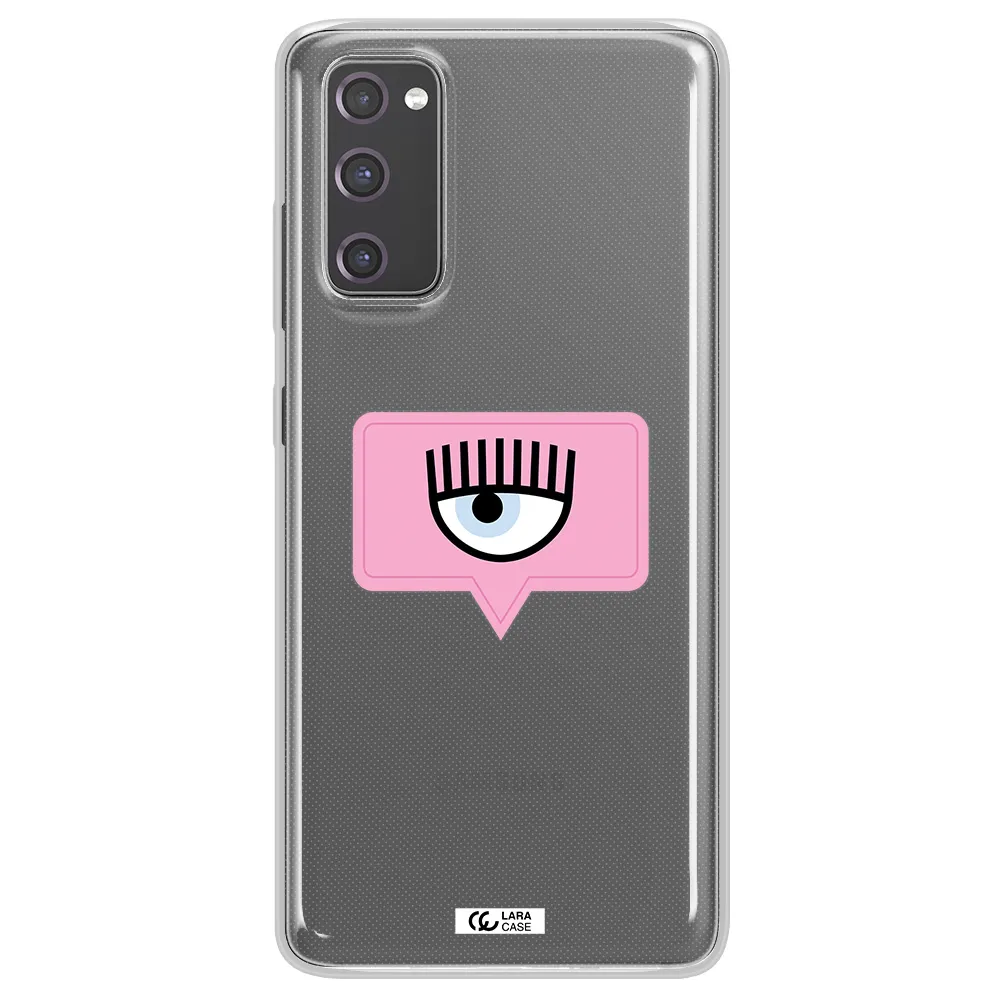 A Pink Chat Bubble With Eye And Eyelashes Samsung S20 Fe Clear Tpu Case