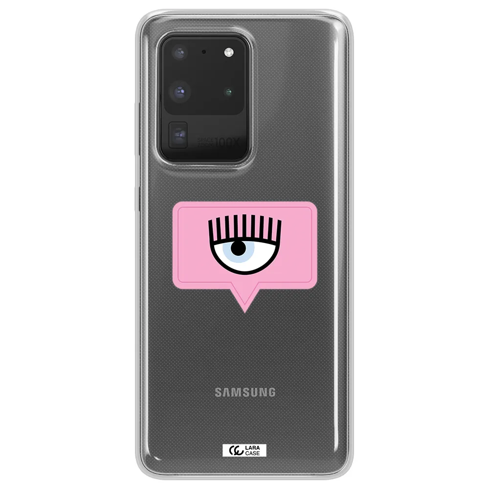A Pink Chat Bubble With Eye And Eyelashes Samsung S20 Ultra Clear Tpu Case