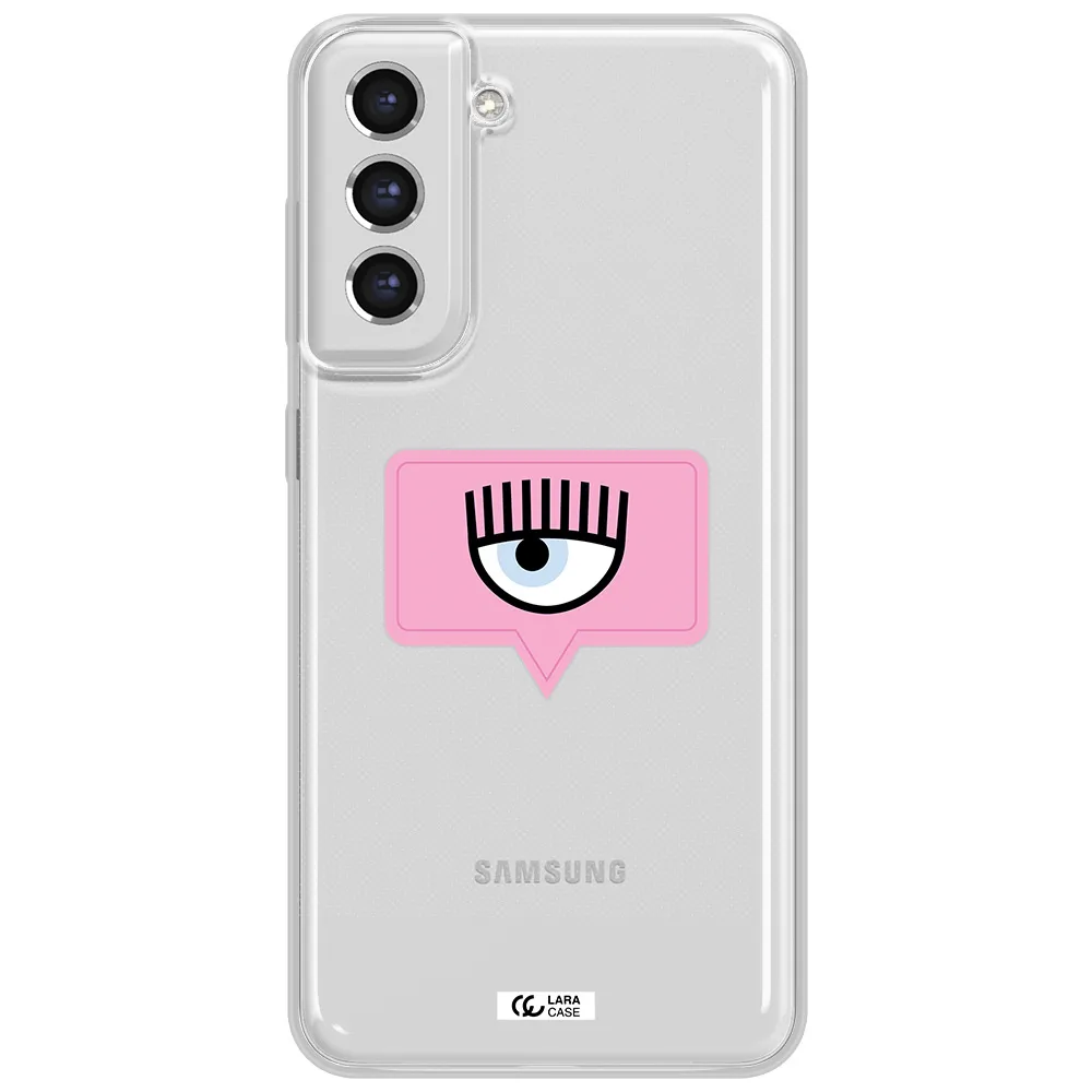 A Pink Chat Bubble With Eye And Eyelashes Samsung S21 Fe Clear Tpu Case
