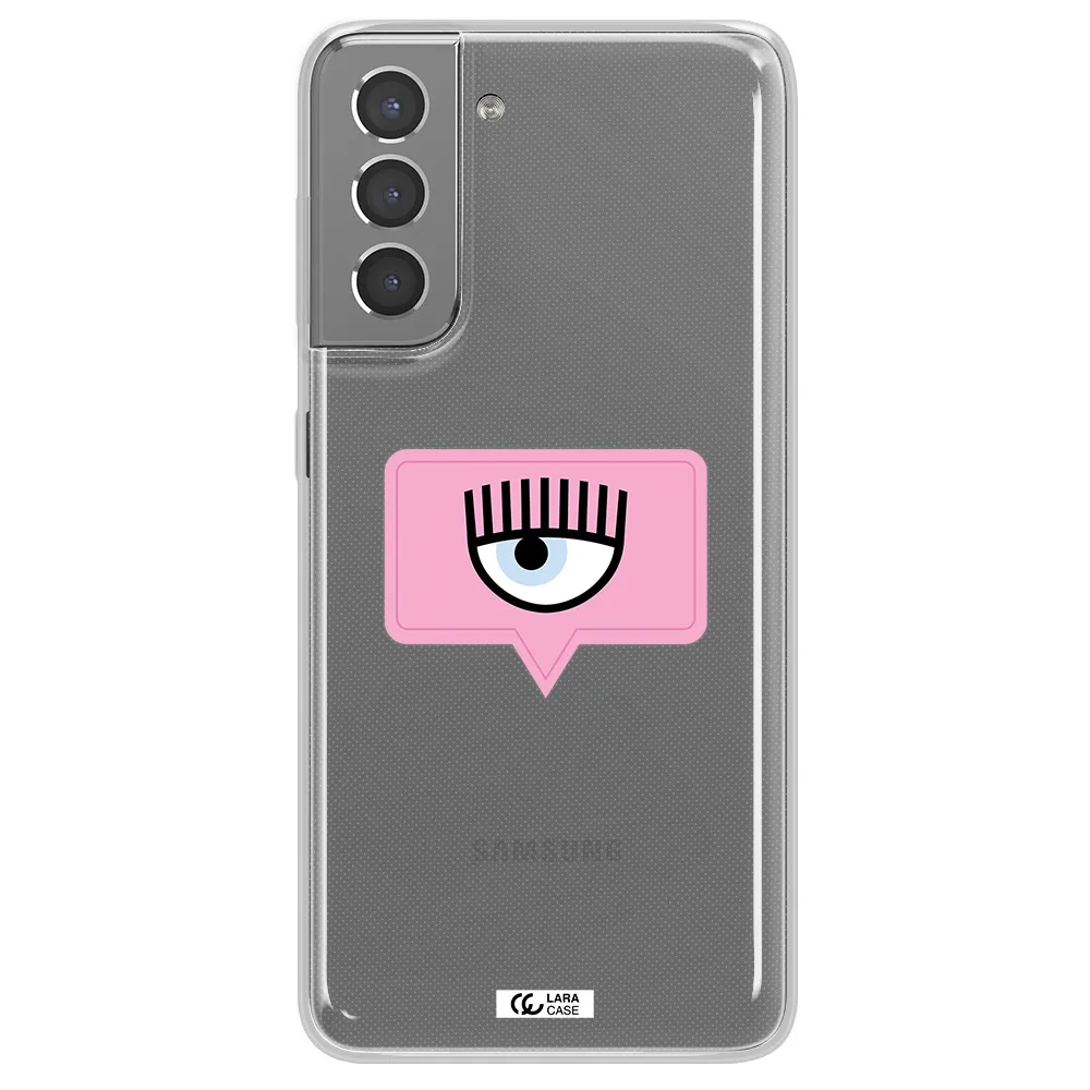A Pink Chat Bubble With Eye And Eyelashes Samsung S21 Plus Clear Tpu Case