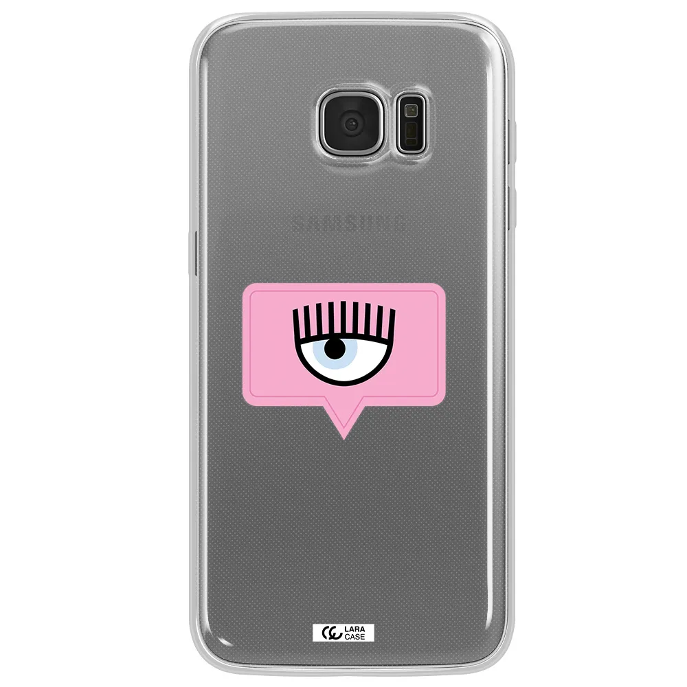 A Pink Chat Bubble With Eye And Eyelashes Samsung S7 Edge Clear Tpu Case