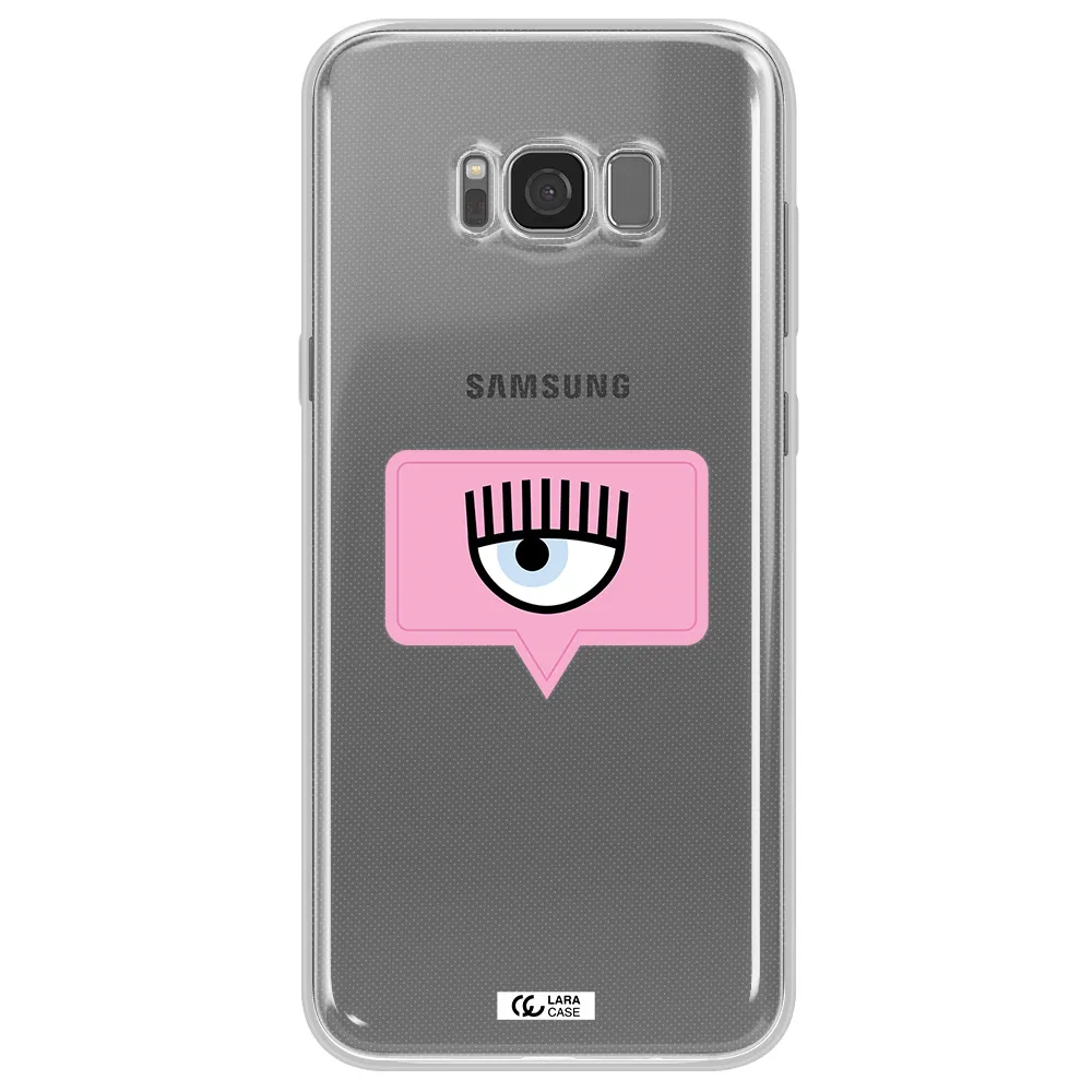 A Pink Chat Bubble With Eye And Eyelashes Samsung S8 Clear Tpu Case