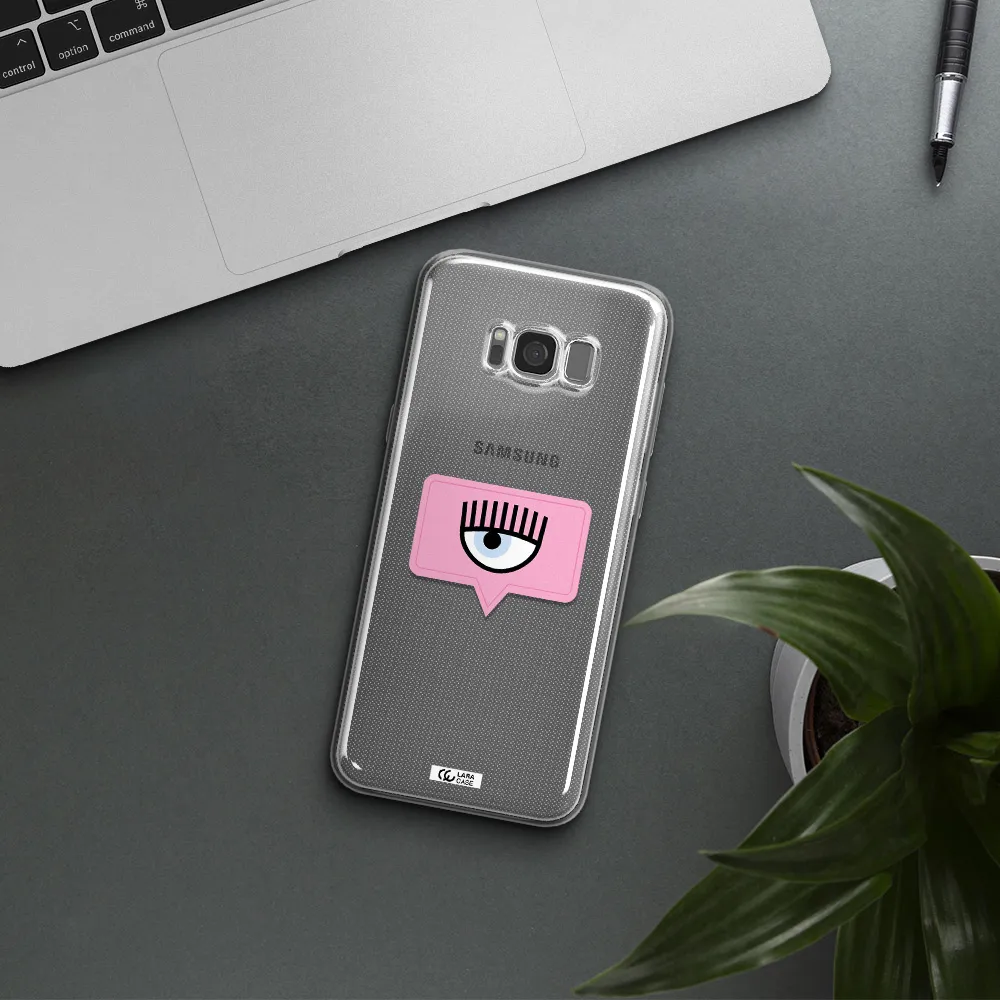 A Pink Chat Bubble With Eye And Eyelashes Samsung S8 Clear Tpu Case