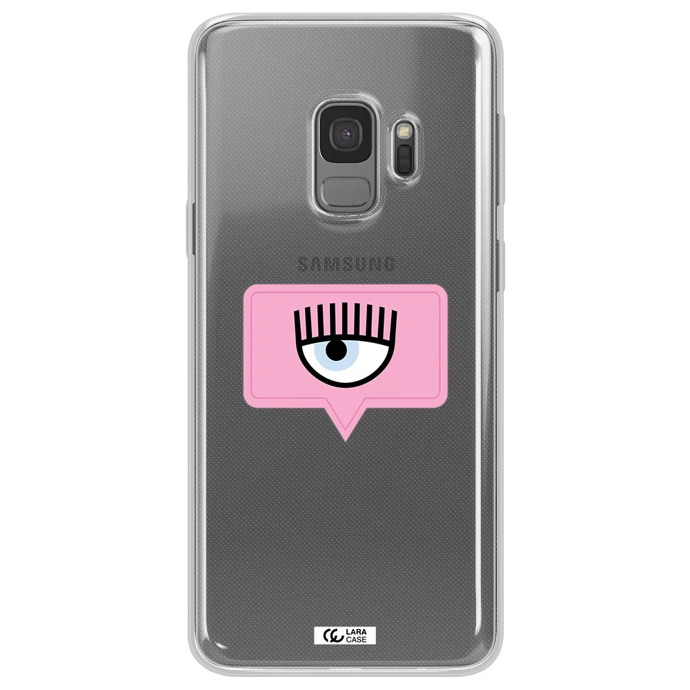 A Pink Chat Bubble With Eye And Eyelashes Samsung S9 Clear Tpu Case