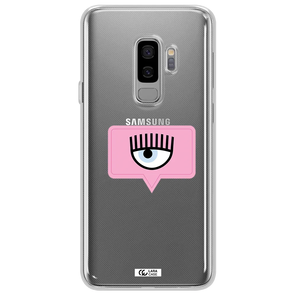A Pink Chat Bubble With Eye And Eyelashes Samsung S9 Plus Clear Tpu Case