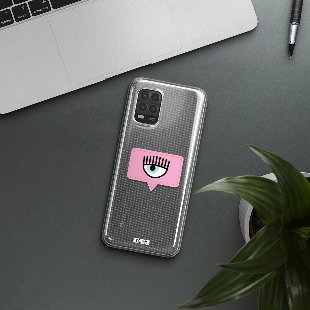A Pink Chat Bubble With Eye And Eyelashes Xiaomi Mi 10 Lite Clear Tpu Case